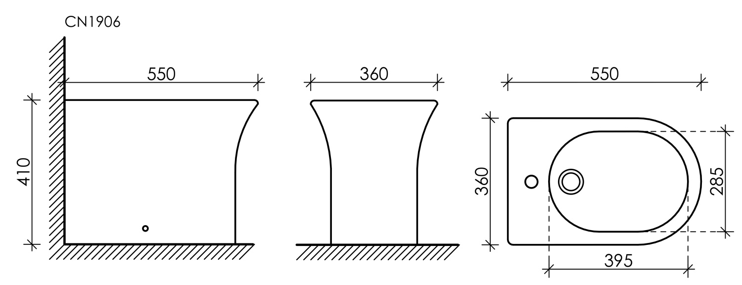 Ceramicanova Star Биде напольное 36х55 см, c переливом, цвет: белый глянцевый CN1906
