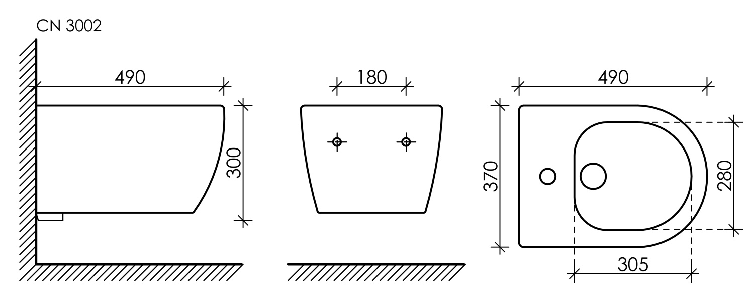 Ceramicanova Play Биде подвесное 37х49 см, c переливом, цвет: белый глянцевый CN3002