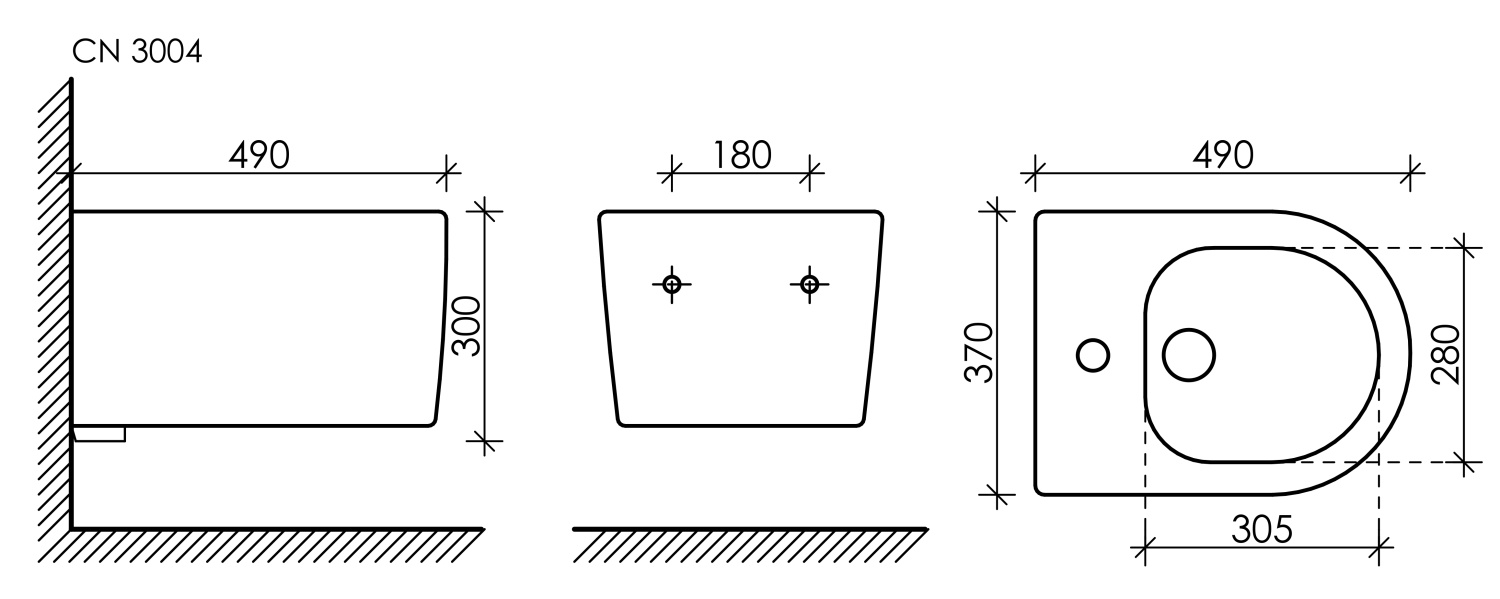 Ceramicanova Moments Биде подвесное 37х49 см, c переливом, цвет: белый глянцевый CN3004