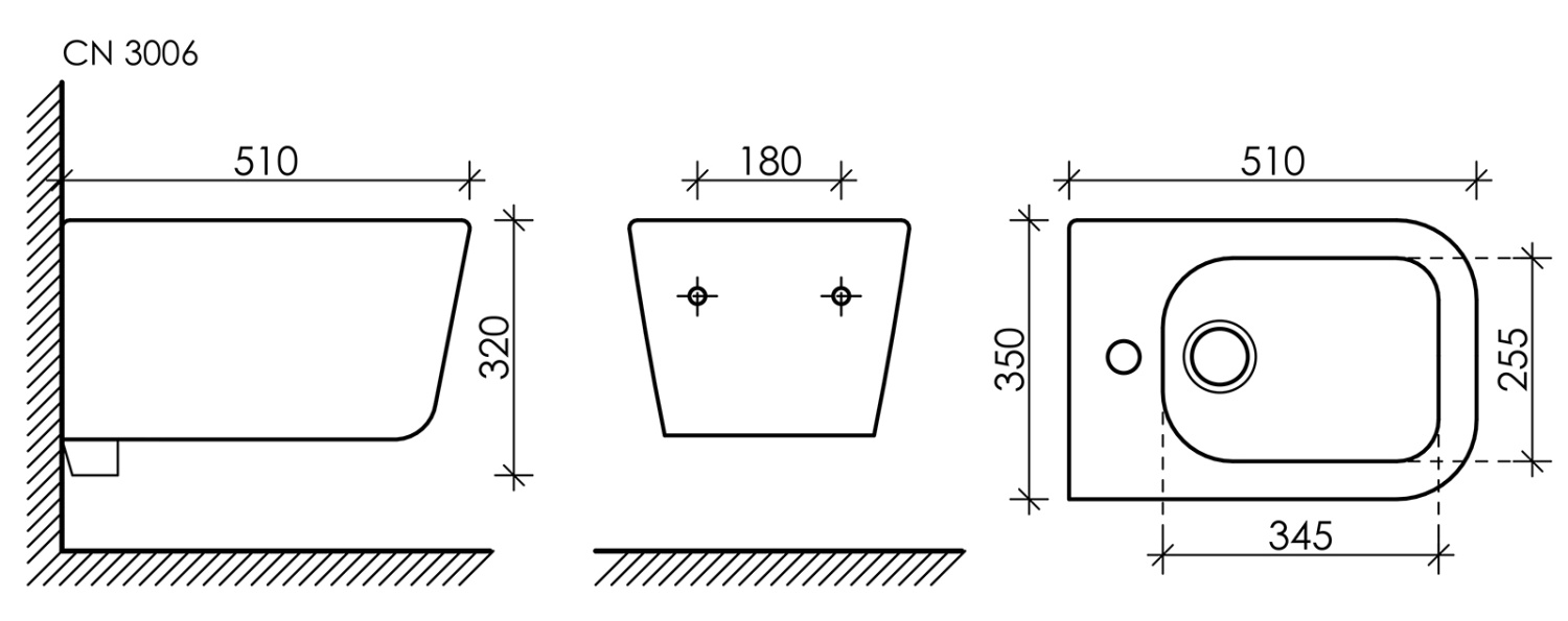 Ceramicanova New day Биде подвесное 35х51 см, c переливом, цвет: белый глянцевый CN3006