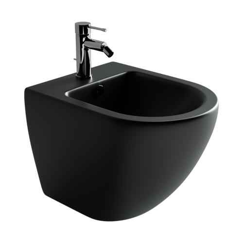 Ceramicanova Metropol Биде подвесное 37х49 см, c переливом, цвет: черный матовый CN4003MB