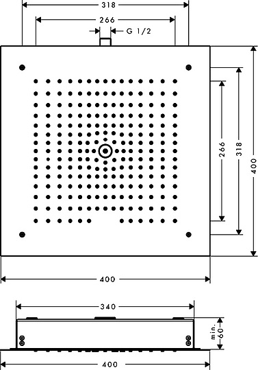 Hansgrohe Raindance E Верхний душ встраиваемый в потолок 40 см, 1 вид струи, цвет: хром 26252000