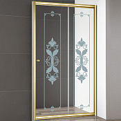 Cezares Giubileo Душевая дверь раздвижная 120,5x195h см, стекло прозр. с рисунком 6 мм, цвет: золото GIUBILEO-BF-1-120-CP-G