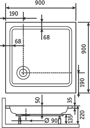 Поддон для душа RGW Style 90x90x5 FW5-8 16180199-11