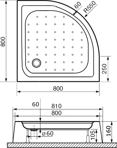 Поддон для душа RGW Acrylic Lux/TN-Р 80x80 16180488-41