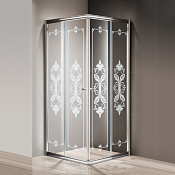 Cezares Giubileo Душевой уголок 80x80x195h см, стекло прозрачное с рисунком 6 мм, цвет: хром GIUBILEO-A-2-80-SCORREVOLE-CP-Cr