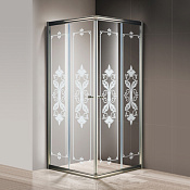 Cezares Giubileo Душевой уголок 90x90x195h см, стекло прозрачное с рисунком 6 мм, цвет: бронза GIUBILEO-A-2-90-SCORREVOLE-CP-Br