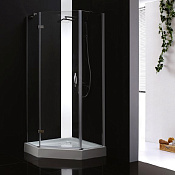 Cezares Bergamo Душевой уголок левый 90x90x200h см, стекло прозрачное 6 мм, цвет: хром BERGAMO-W-P-1-90-C-Cr-L-IV