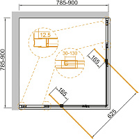 Cezares Variante Душевой уголок 80-90x80-90x195h см, стекло прозрачное 6 мм, цвет: хром VARIANTE-A/AH-2-80/90-C-Cr