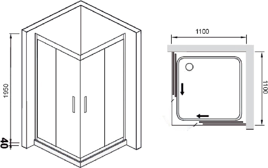 Душевой уголок RGW Hotel HO-312 110x110 см с полками 030631211-11