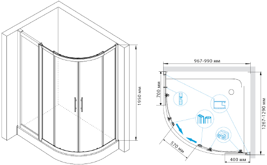 Душевой уголок RGW Hotel HO-61 130x100 см 03066113-11