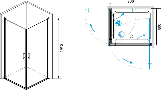 Душевой уголок RGW Leipzig LE-30 800x800x1950 профиль хром 06123008-11