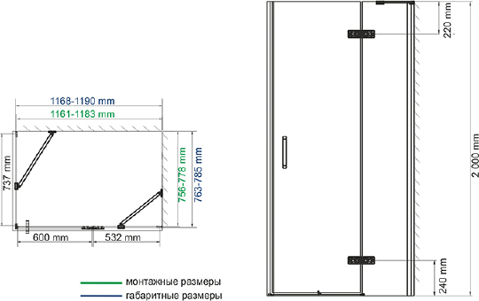 Душевой уголок Wasserkraft Aller  120x80 см 10H06R