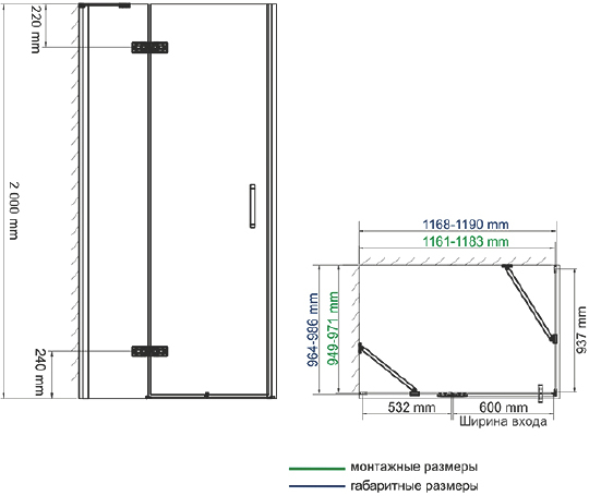 Душевой уголок Wasserkraft Aller 10H10LB black matt, 120x100 см 10H10LBLACK MATT