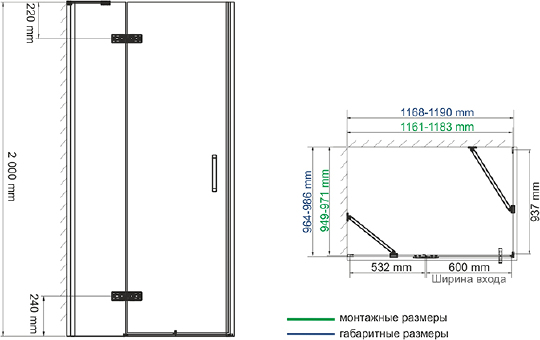 Душевой уголок Wasserkraft Aller  120x100 см 10H10L
