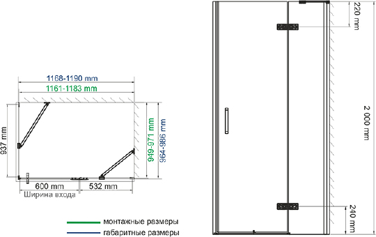 Душевой уголок Wasserkraft Aller  120x100 см 10H10R