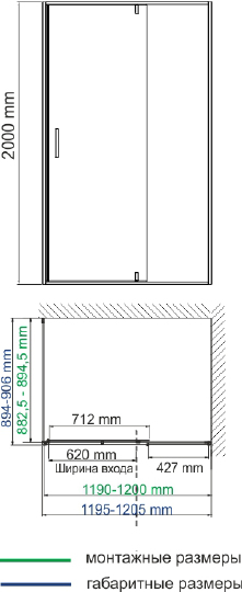 Wasserkraft Elbe Душевое ограждение 120х90х200h, черная, прозрачное 74P07