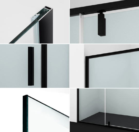 Wasserkraft Elbe Душевой уголок,  размер 90х90х195, цвет черный матовый 74P03