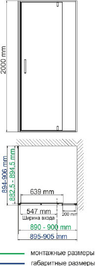 Wasserkraft Elbe Душевой уголок,  размер 90х90х195, цвет черный матовый 74P03