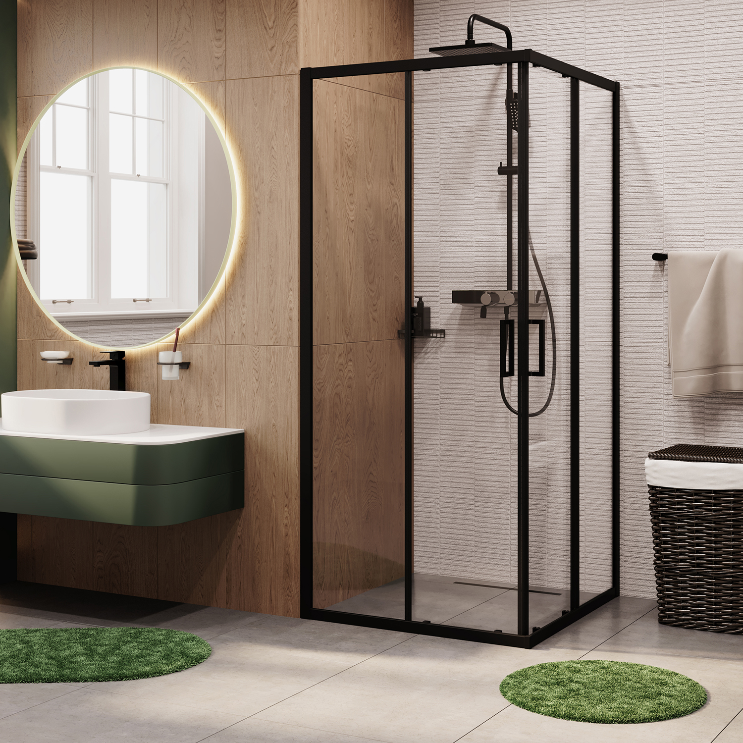 Wasserkraft Dill Душевой уголок 90х200h, профиль черный матовый, стекло прозрачное 61S03