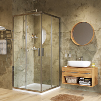 Wasserkraft Lippe Душевой уголок 90х185h, профиль хром глянцевый, стекло прозрачное 45S03