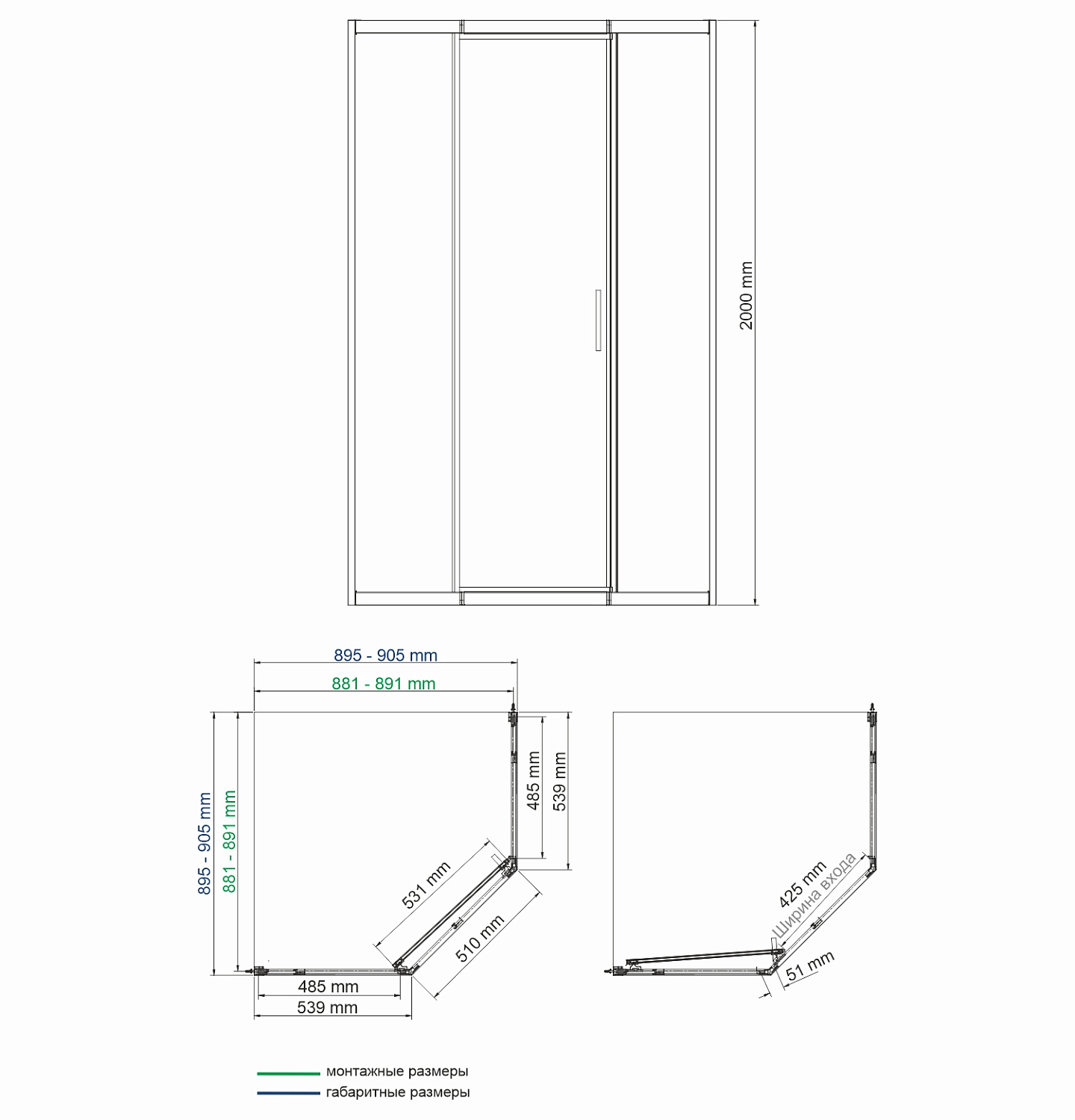 Wasserkraft Naab Душевой уголок, профиль хром 86S11