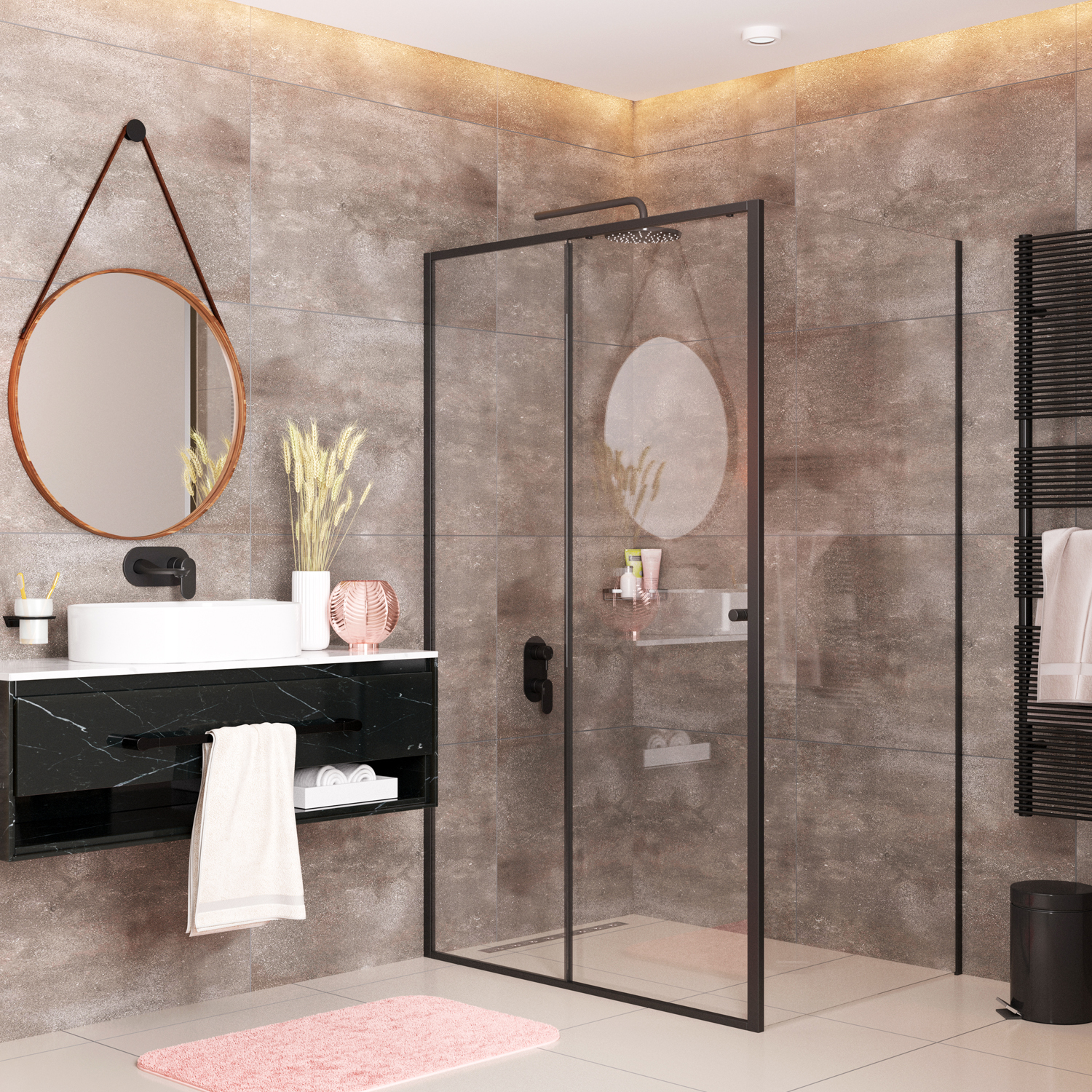 Wasserkraft Dill Душевой уголок 120х200h, профиль черный матовый, стекло прозрачное 61S10