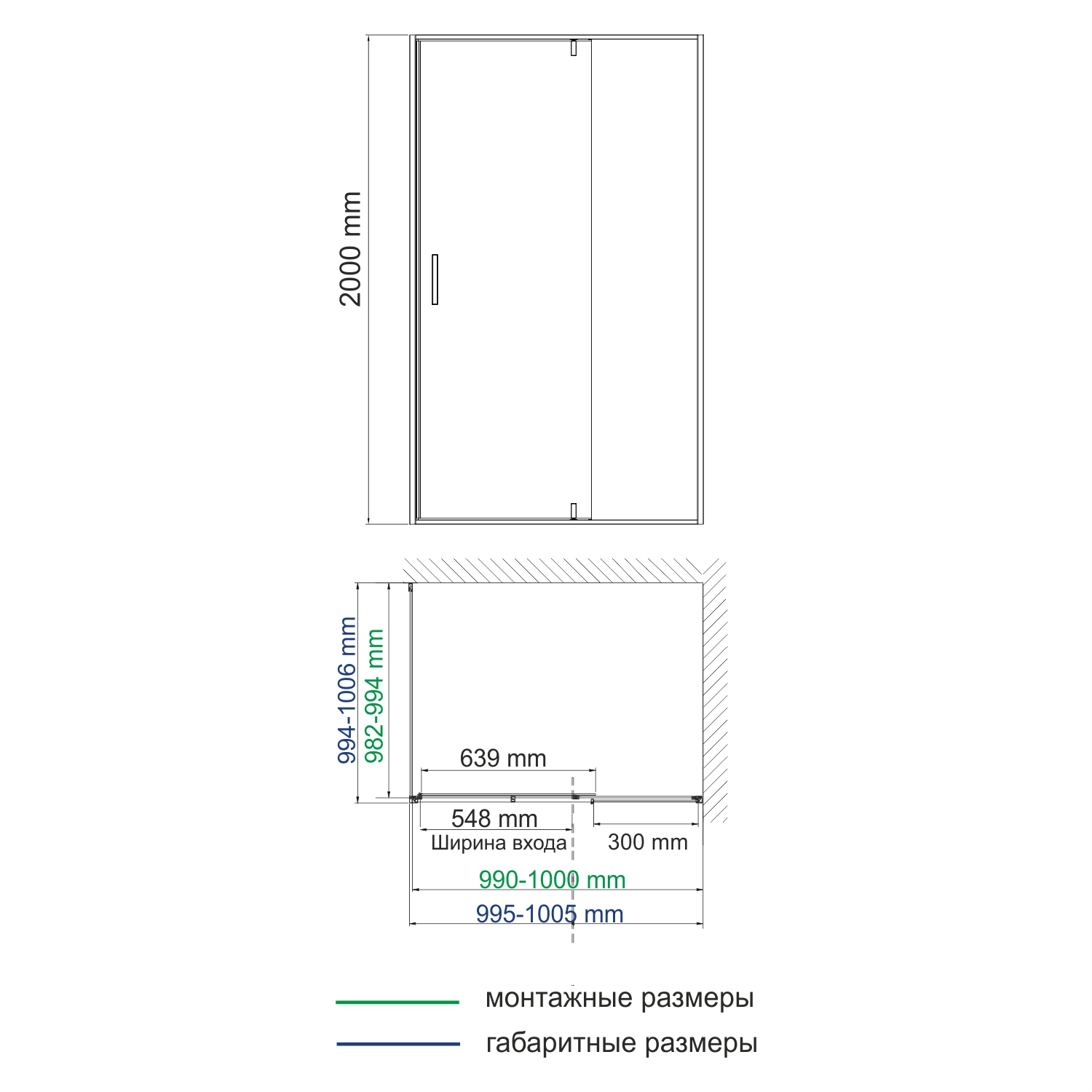Wasserkraft Elbe Душевой уголок 100х200h, профиль черный матовый, стекло прозрачное 74P19