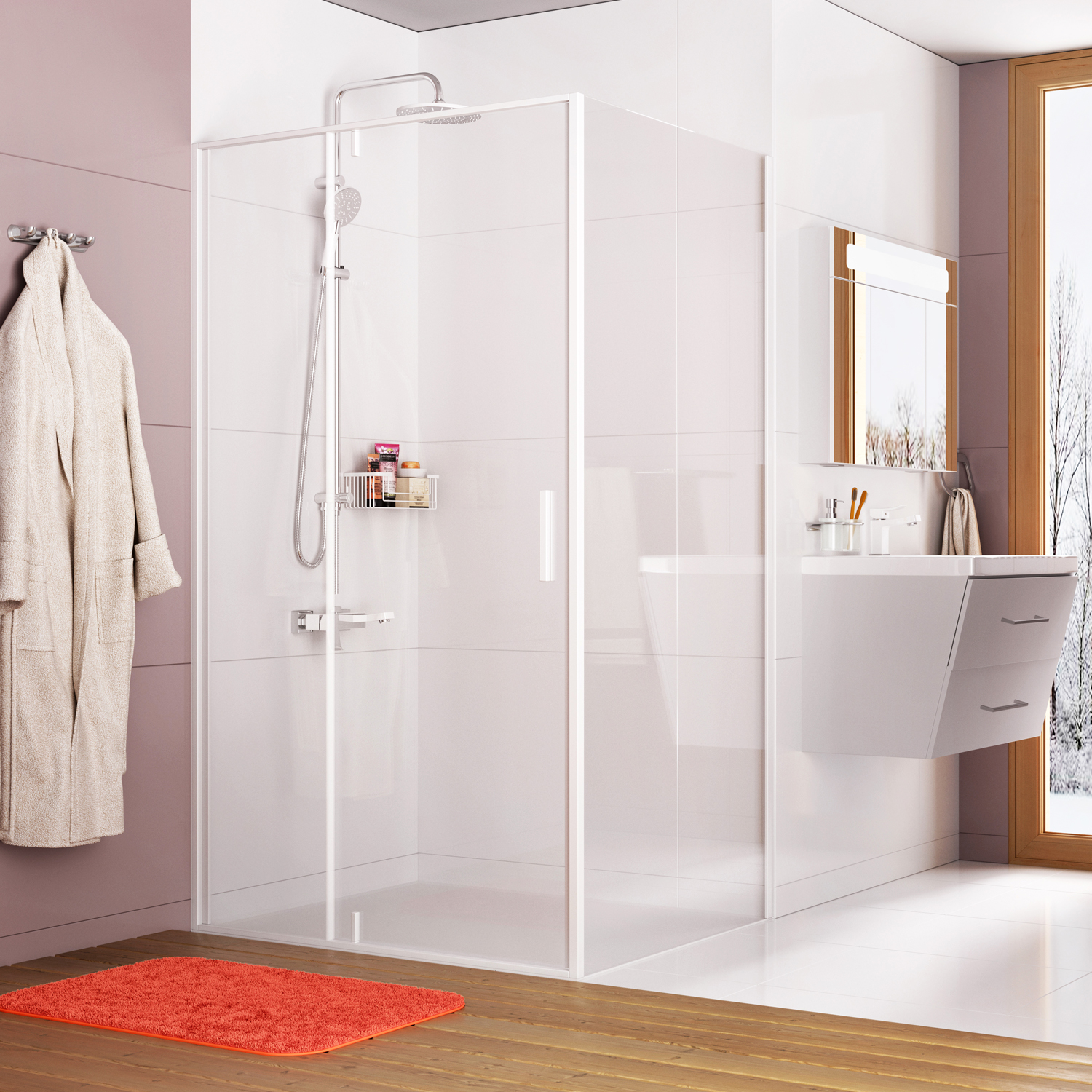 Wasserkraft Neime Душевой уголок 120х200h, профиль белый матовый, стекло прозрачное 19P07