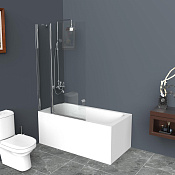 Belbagno Uno Шторка на ванну 90х150h, стекло прозрачное UNO-V-11-90/150-C-Cr