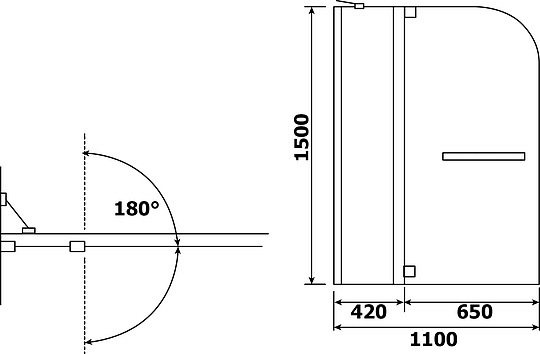 Шторка на ванну RGW Screens SC-03 1100x1500 с ручкой 03110311-11