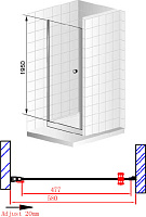 Душевая дверь в нишу Cezares Elena W B1 60 C Cr ELENA-W-B-1-60-C-Cr