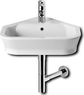 Roca Gap Раковина подвесная 48х48 см, угловая, с переливом, без д/к, цвет: белый глянцевый 32747R000