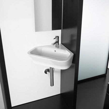 Roca Gap Раковина подвесная 48х48 см, угловая, с переливом, без д/к, цвет: белый глянцевый 32747R000