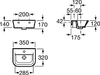Roca Gap Раковина подвесная 35х32 см, с переливом, без донного клапана, цвет: белый глянцевый 327479000