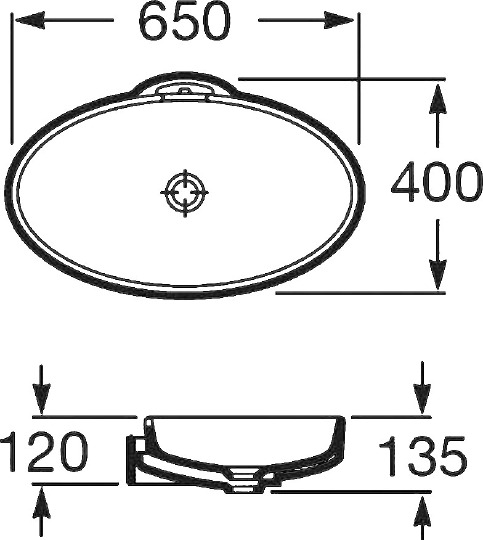 Roca Urbi Раковина чаша 65х40х12h см, без перелива, цвет: белый глянцевый 327229000