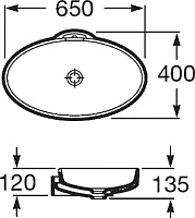 Roca Urbi Раковина чаша 65х40х12h см, без перелива, цвет: белый глянцевый 327229000