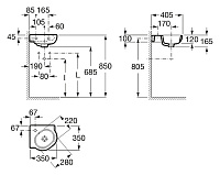 Roca Meridian Раковина подвесная 35х40,5 см, с переливом, без донного клапана, цвет: белый глянцевый 32724C000