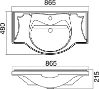 Roca America Раковина накладная 86,5х48х21,5h см, с переливом, без д/к, цвет: белый глянцевый 327206000