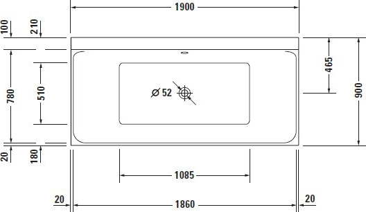 Duravit P3 Comforts Ванна акриловая 190х90 см, цвет белый 700378000000000