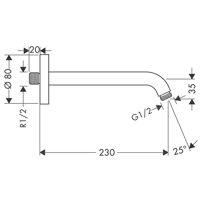 Hansgrohe Кронштейн настенный 23 см, цвет: хром 27412000