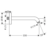 Hansgrohe Кронштейн настенный 23 см, цвет: хром 27412000