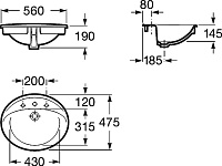 Roca Aloa Раковина встраиваемая сверху 56х47,5 см, без перелива, цвет: белый глянцевый 327865000