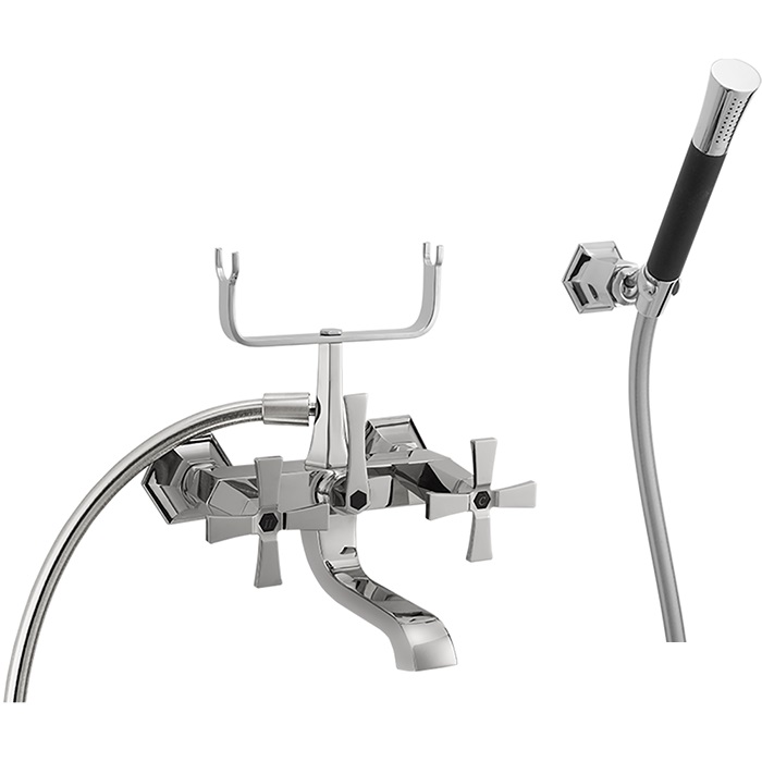 Cisal Cherie Смеситель для ванны накладной, с душевым комплектом, цвет: chrome/matt black CX0001206T