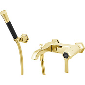Cisal Cherie Смеситель для ванны накладной, с душевым комплектом, цвет: gold/night black CH0001247C