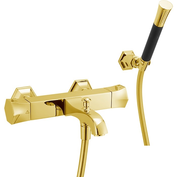 Cisal Cherie Смеситель термостатический для ванны накладной, с душевым комплектом, цвет: 24k gold CED2701024