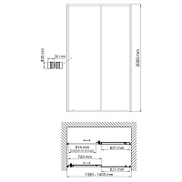 Wasserkraft Dill Душевая дверь 140х200h, профиль черный матовый, стекло прозрачное 61S31