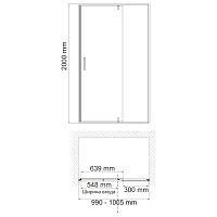 Wasserkraft Elbe Душевая дверь 100х200h, профиль черный, стекло прозрачное 74P12
