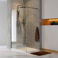 Wasserkraft Abens Душевая дверь 90х200h, профиль черный, стекло прозрачное 20W39