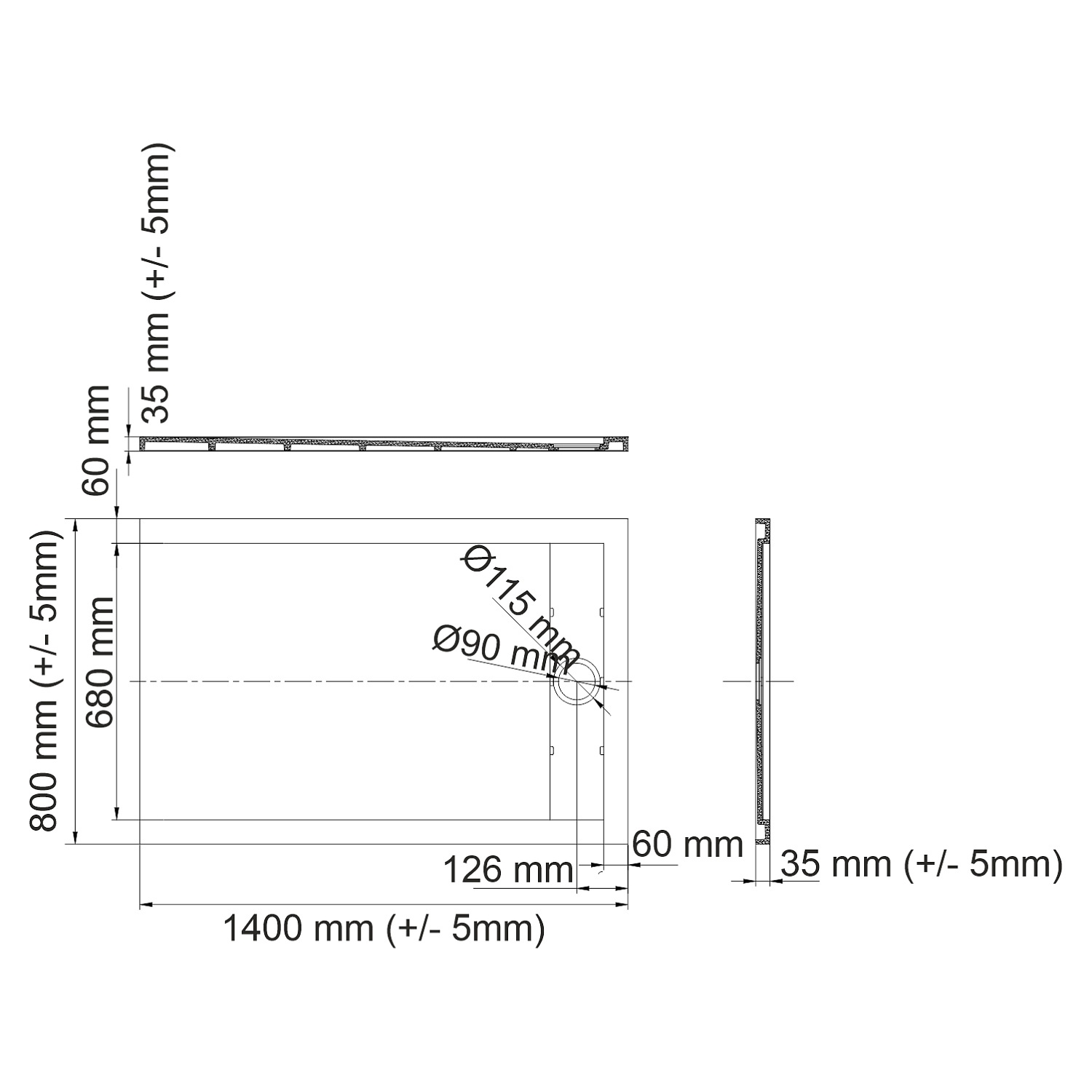 Wasserkraft Mindel Душевой поддон 140х80х4h 85T35